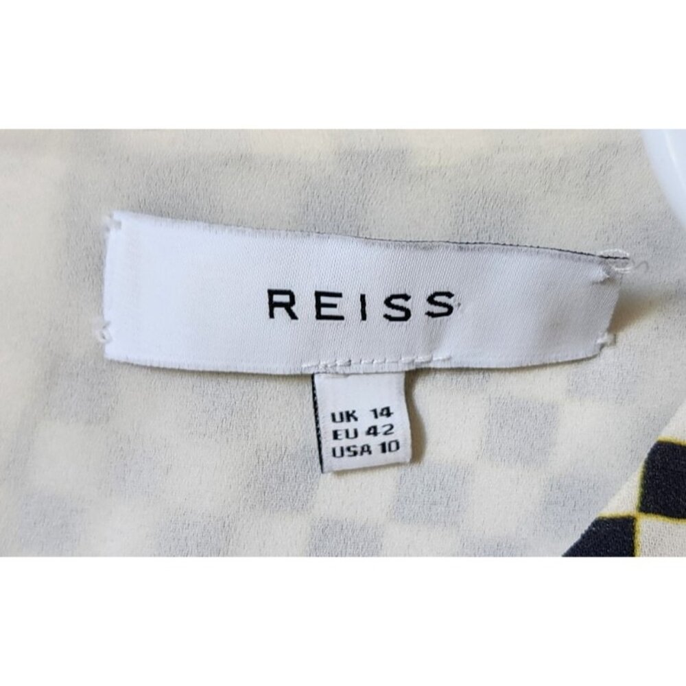 Reiss‎ Women's Sz 10 Dahlia Check Long Sleeve Dress Asymmetrical Hem Black/White - Picture 8 of 16